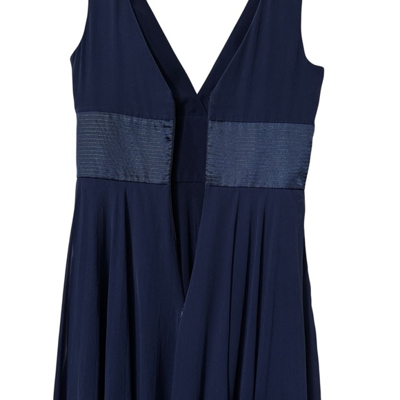 Max and Cleo Navy Blue Sleeveless Silk Midi Dress Size 8 - Picture 4 of 8